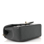 Lambskin Quilted Mini Top Handle Rectangular Flap Dark Grey