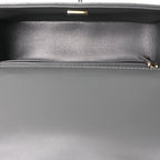 Lambskin Quilted Mini Top Handle Rectangular Flap Dark Grey