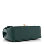 Lambskin Quilted Mini Top Handle Rectangular Flap Green