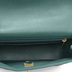 Lambskin Quilted Mini Top Handle Rectangular Flap Green