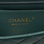 Lambskin Quilted Mini Top Handle Rectangular Flap Green