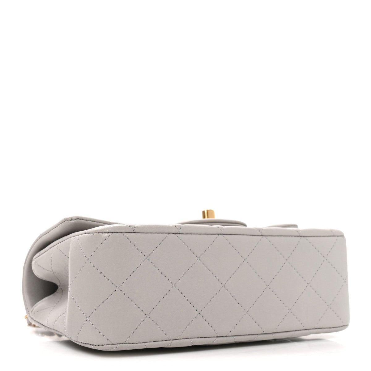 Lambskin Quilted Mini Top Handle Rectangular Flap Grey