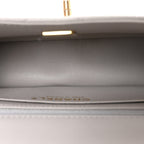 Lambskin Quilted Mini Top Handle Rectangular Flap Grey