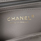 Lambskin Quilted Mini Top Handle Rectangular Flap Grey