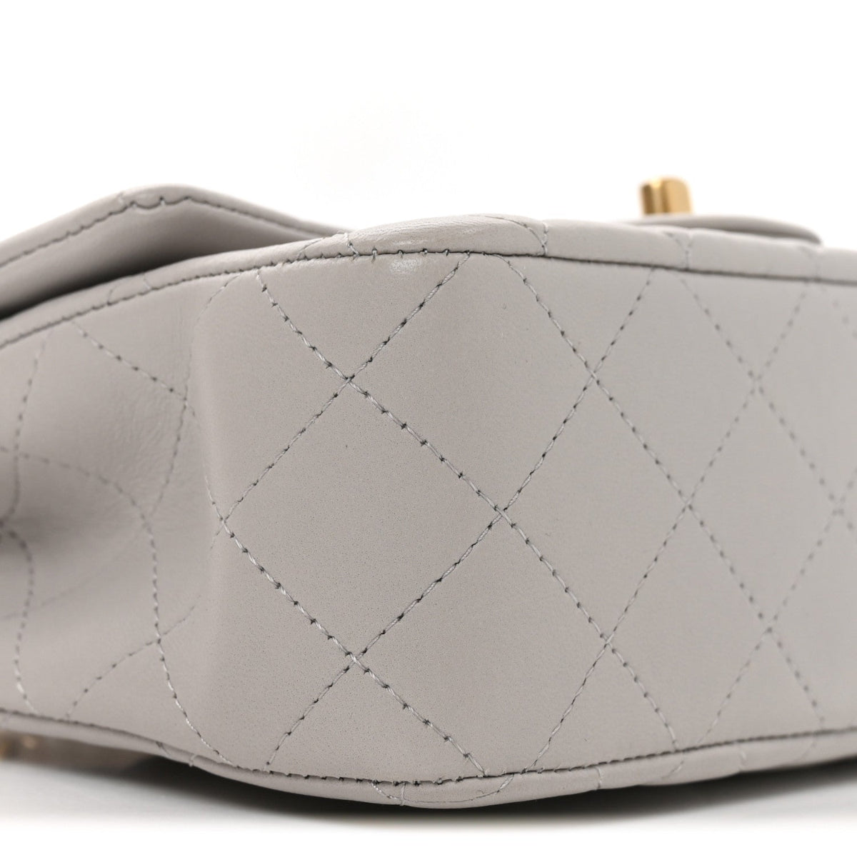 Lambskin Quilted Mini Top Handle Rectangular Flap Grey