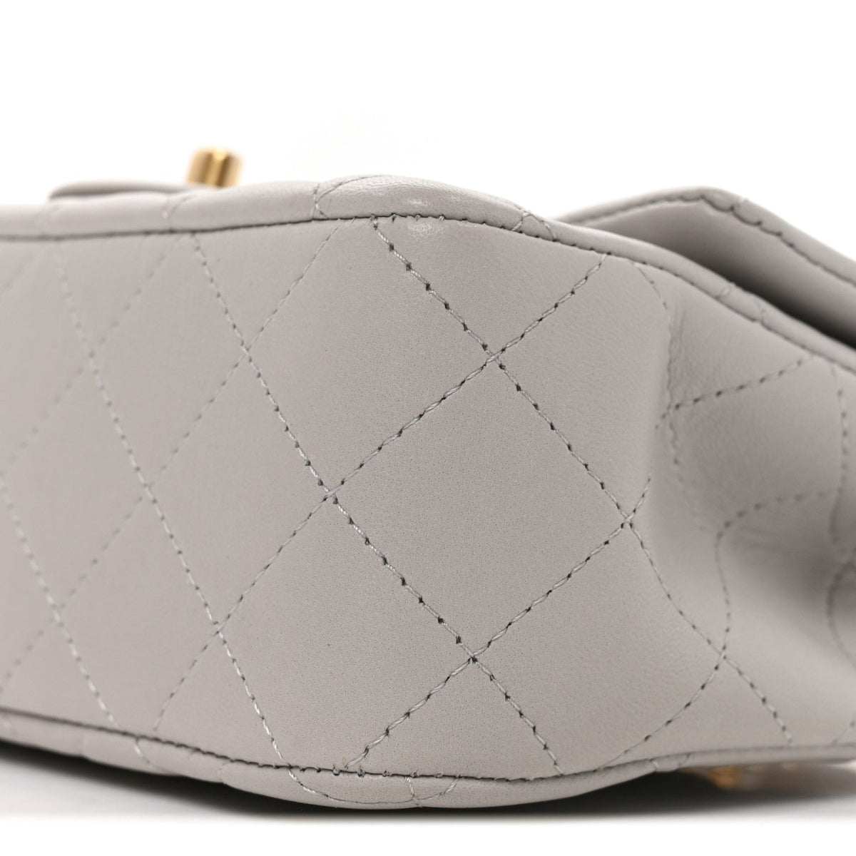 Lambskin Quilted Mini Top Handle Rectangular Flap Grey