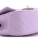 Lambskin Quilted Mini Top Handle Rectangular Flap Light Purple