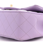 Lambskin Quilted Mini Top Handle Rectangular Flap Light Purple
