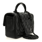 Lambskin Quilted Mini Top Handle Rectangular Flap So Black