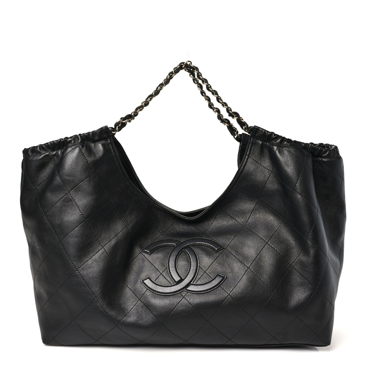 Lambskin Quilted Neo Cabas Shopping Tote Black