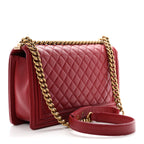 Lambskin Quilted New Medium Boy Flap Dark Red
