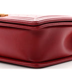 Lambskin Quilted New Medium Boy Flap Dark Red