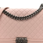Lambskin Quilted New Medium Boy Flap Light Pink