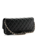 Lambskin Quilted Pearl CC Flap Clutch Black