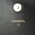 Lambskin Quilted Pearl CC Flap Clutch Black