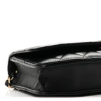 Lambskin Quilted Pearl CC Flap Clutch Black