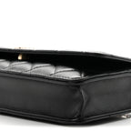 Lambskin Quilted Pearl CC Flap Clutch Black
