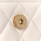 Lambskin Quilted Pearl Crush Clutch With Chain White