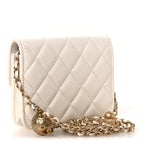 Lambskin Quilted Pearl Crush Clutch With Chain White