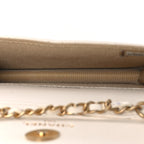 Lambskin Quilted Pearl Crush Clutch With Chain White