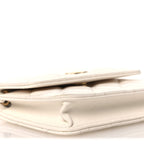 Lambskin Quilted Pearl Crush Clutch With Chain White