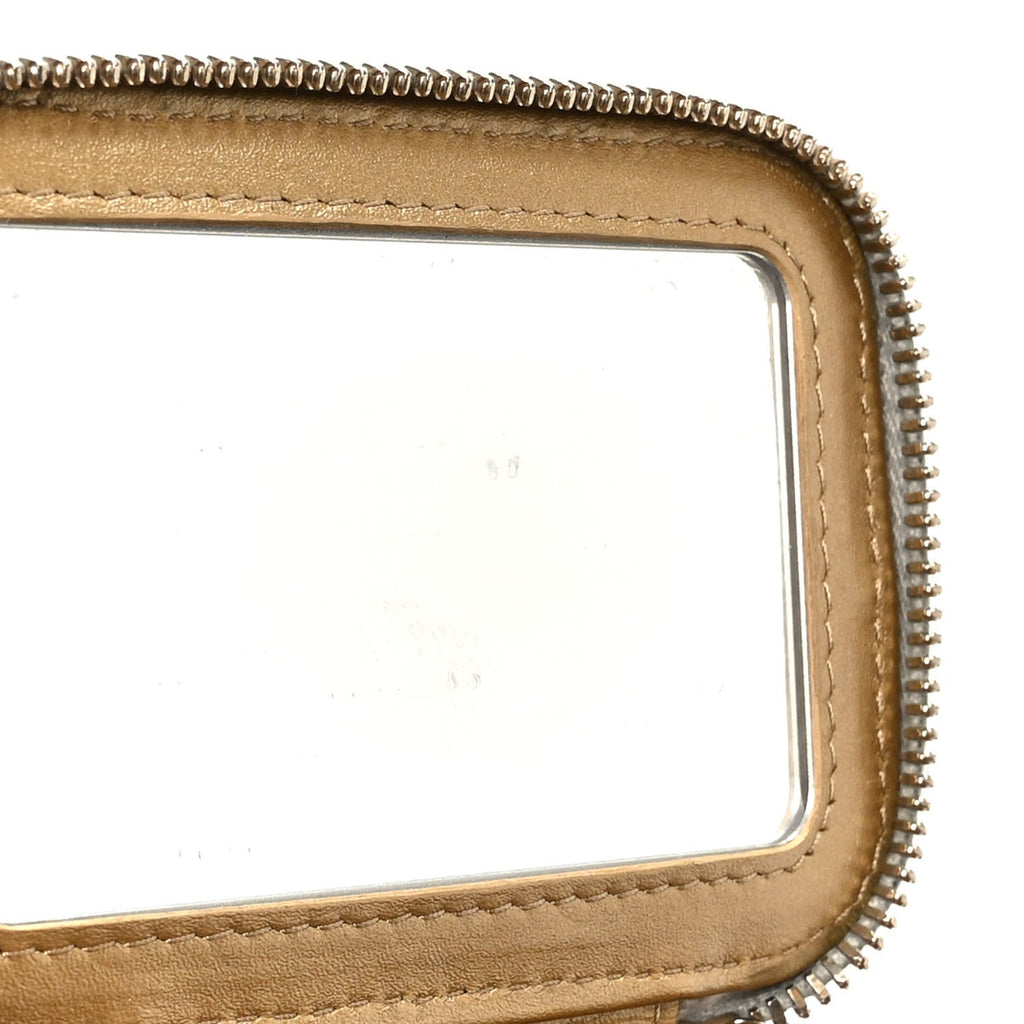 Lambskin Quilted Pearl Crush Mini Vanity Case With Chain Grey