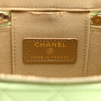 Lambskin Quilted Pearl Crush Mini Vanity Case With Chain Light Green