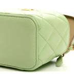 Lambskin Quilted Pearl Crush Mini Vanity Case With Chain Light Green