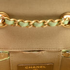 Lambskin Quilted Pearl Crush Mini Vanity Case With Chain Light Green