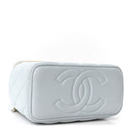 Lambskin Quilted Pearl Crush Small Vanity Case With Chain Light Blue