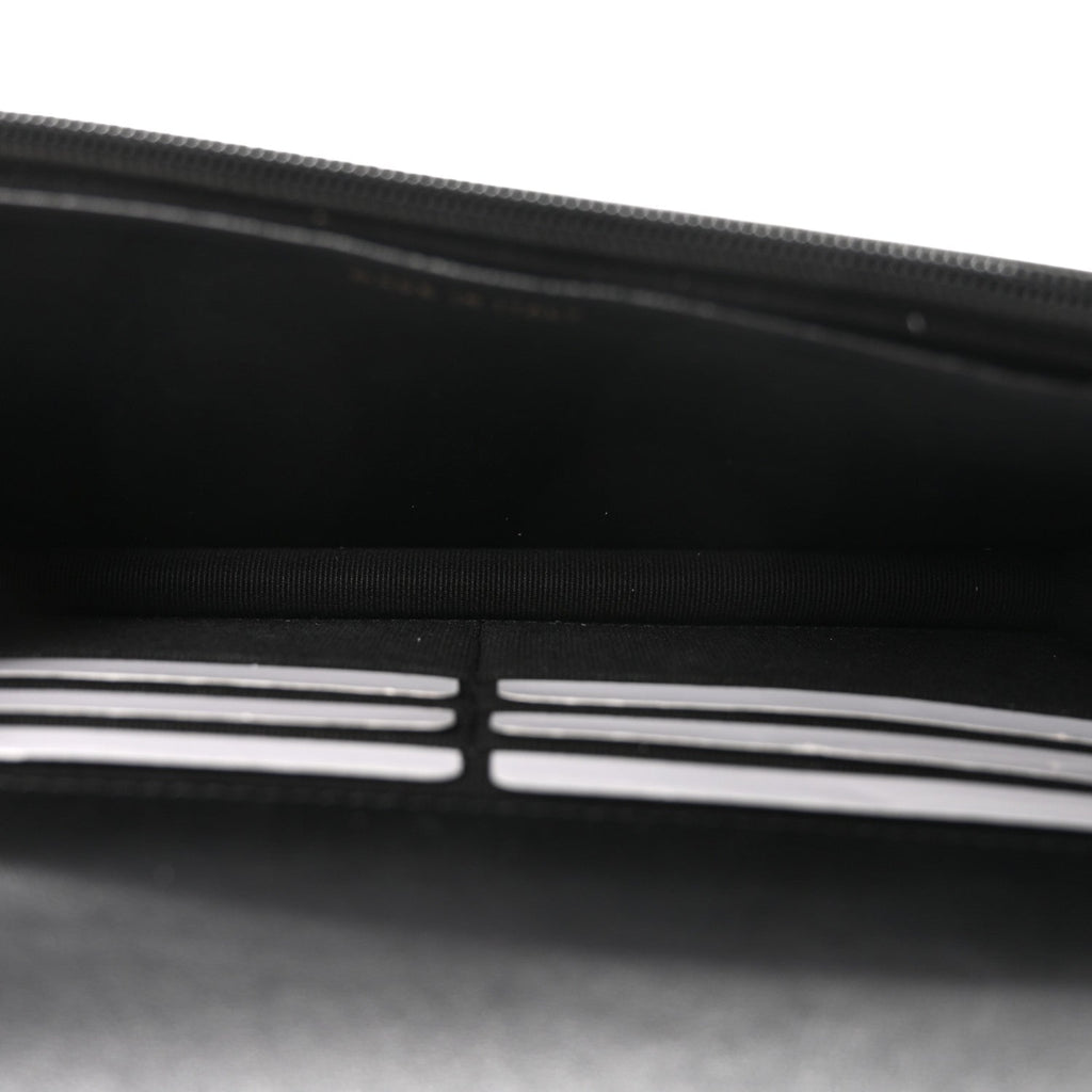Lambskin Quilted Pearl Wallet On Chain WOC Black