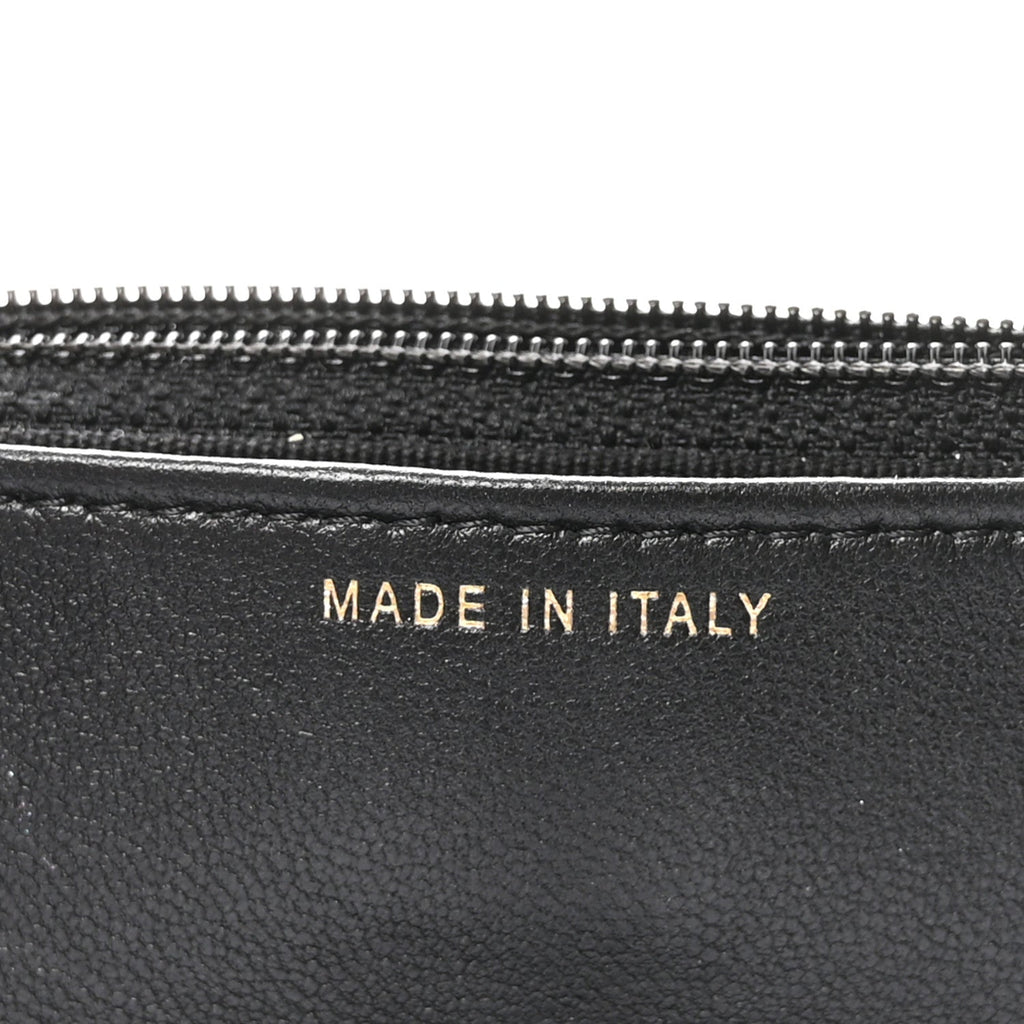 Lambskin Quilted Pearl Wallet On Chain WOC Black