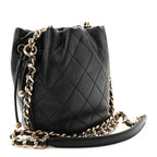 Lambskin Quilted Resin Bi-Color Chain Bucket Bag Black