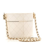 Lambskin Quilted Round Mini Vanity Case With Chain White
