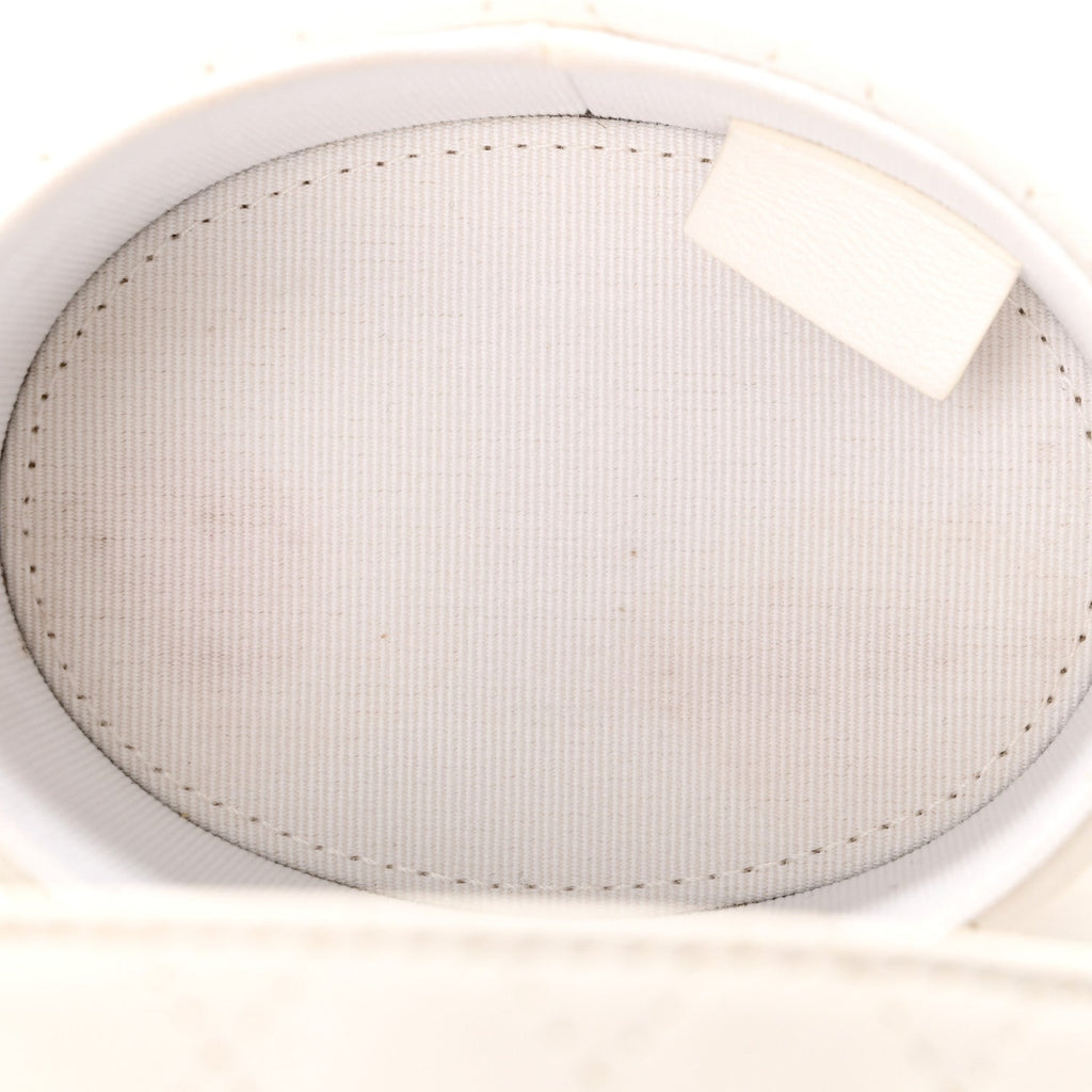 Lambskin Quilted Round Mini Vanity Case With Chain White