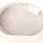 Lambskin Quilted Round Mini Vanity Case With Chain White