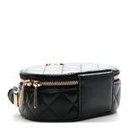 Lambskin Quilted Ruched Top Handle Vanity Case Pink Black