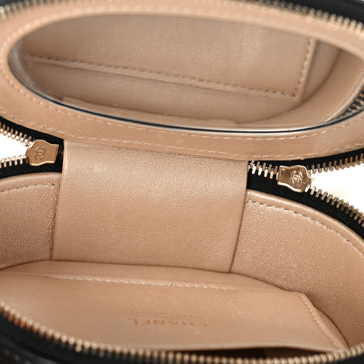 Lambskin Quilted Ruched Top Handle Vanity Case Pink Black