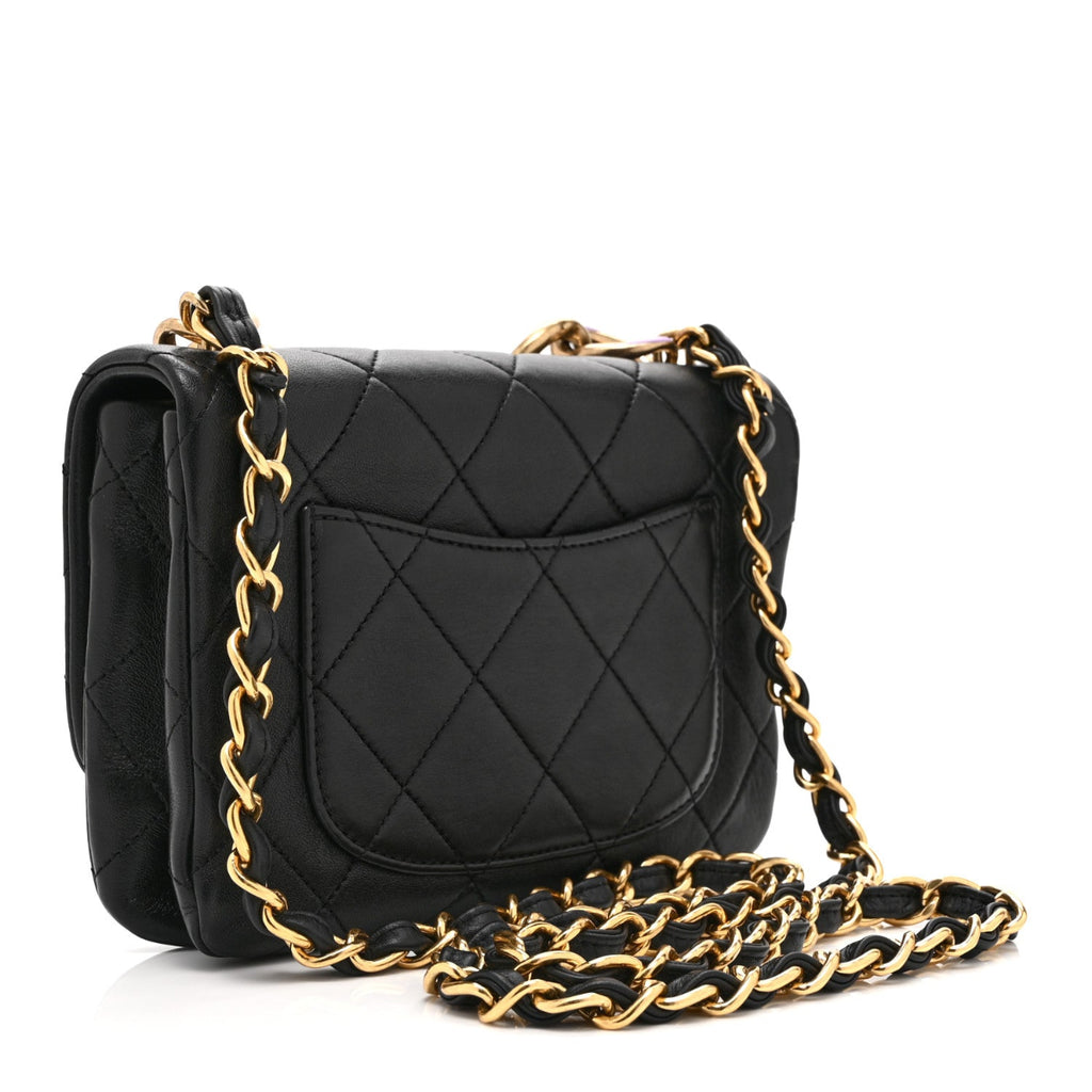 Lambskin Quilted Small Color Match Flap Black Multicolor