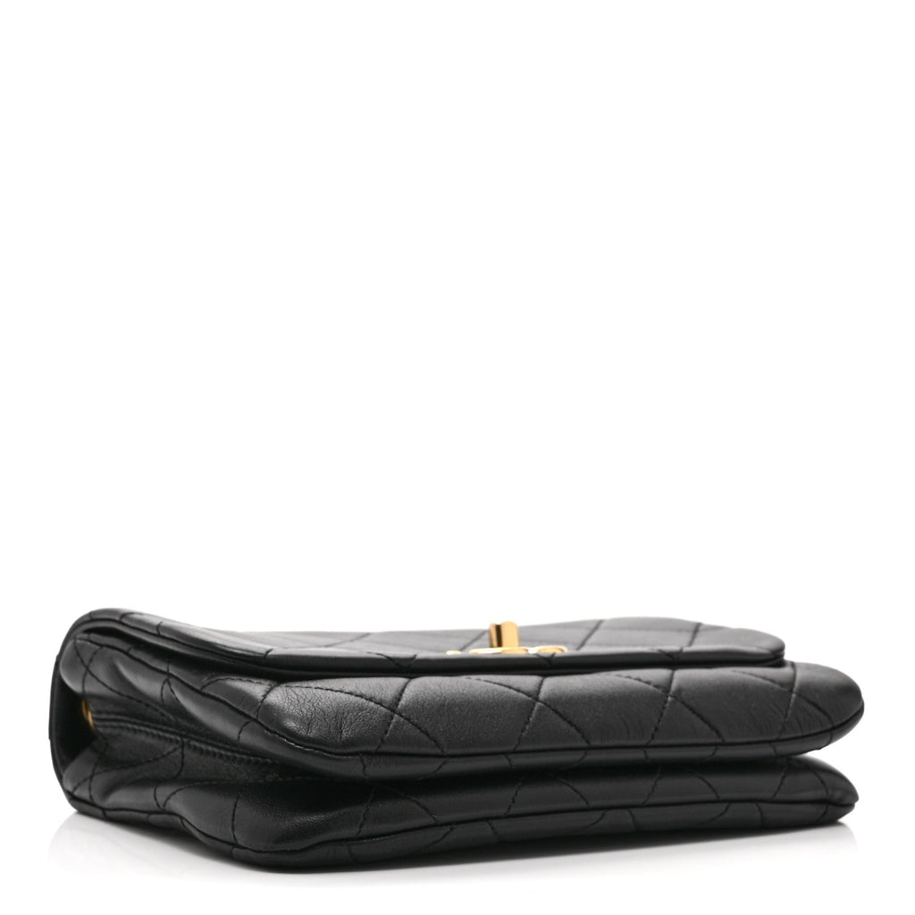 Lambskin Quilted Small Color Match Flap Black Multicolor