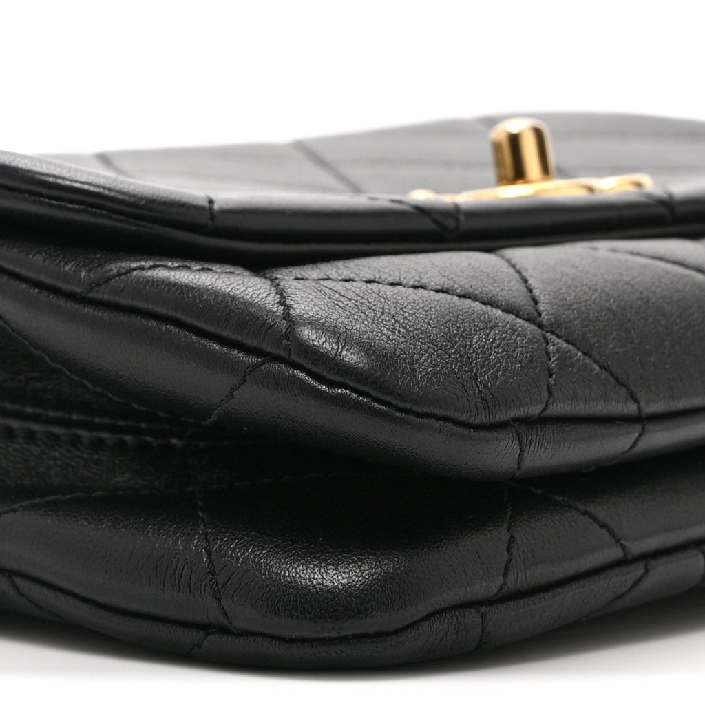 Lambskin Quilted Small Color Match Flap Black Multicolor