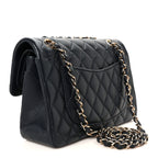 Lambskin Quilted Small Double Flap Navy