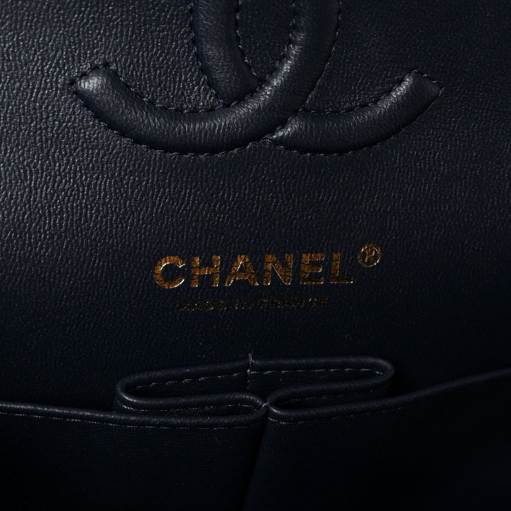 Lambskin Quilted Small Double Flap Navy