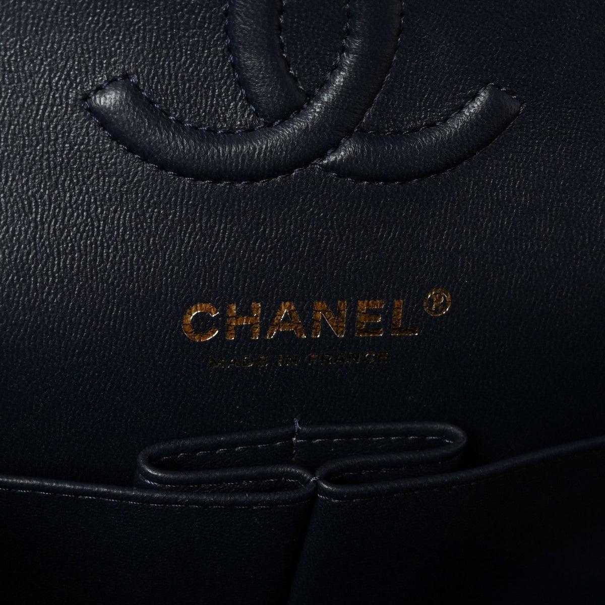 Lambskin Quilted Small Double Flap Navy