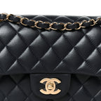 Lambskin Quilted Small Double Flap Navy