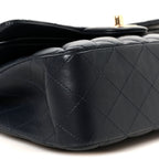 Lambskin Quilted Small Double Flap Navy