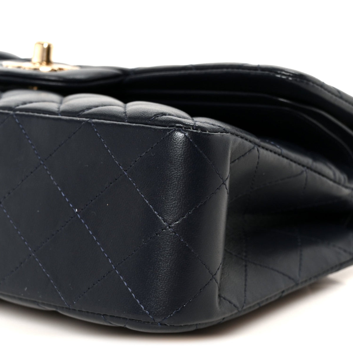 Lambskin Quilted Small Double Flap Navy