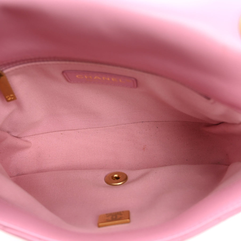 Lambskin Quilted Small Lacquered Chain Flap Pink