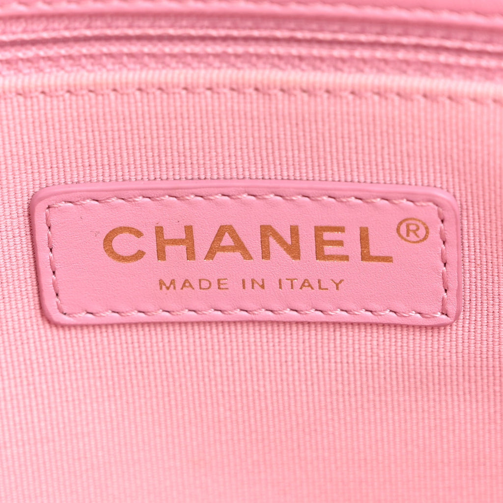 Lambskin Quilted Small Lacquered Chain Flap Pink