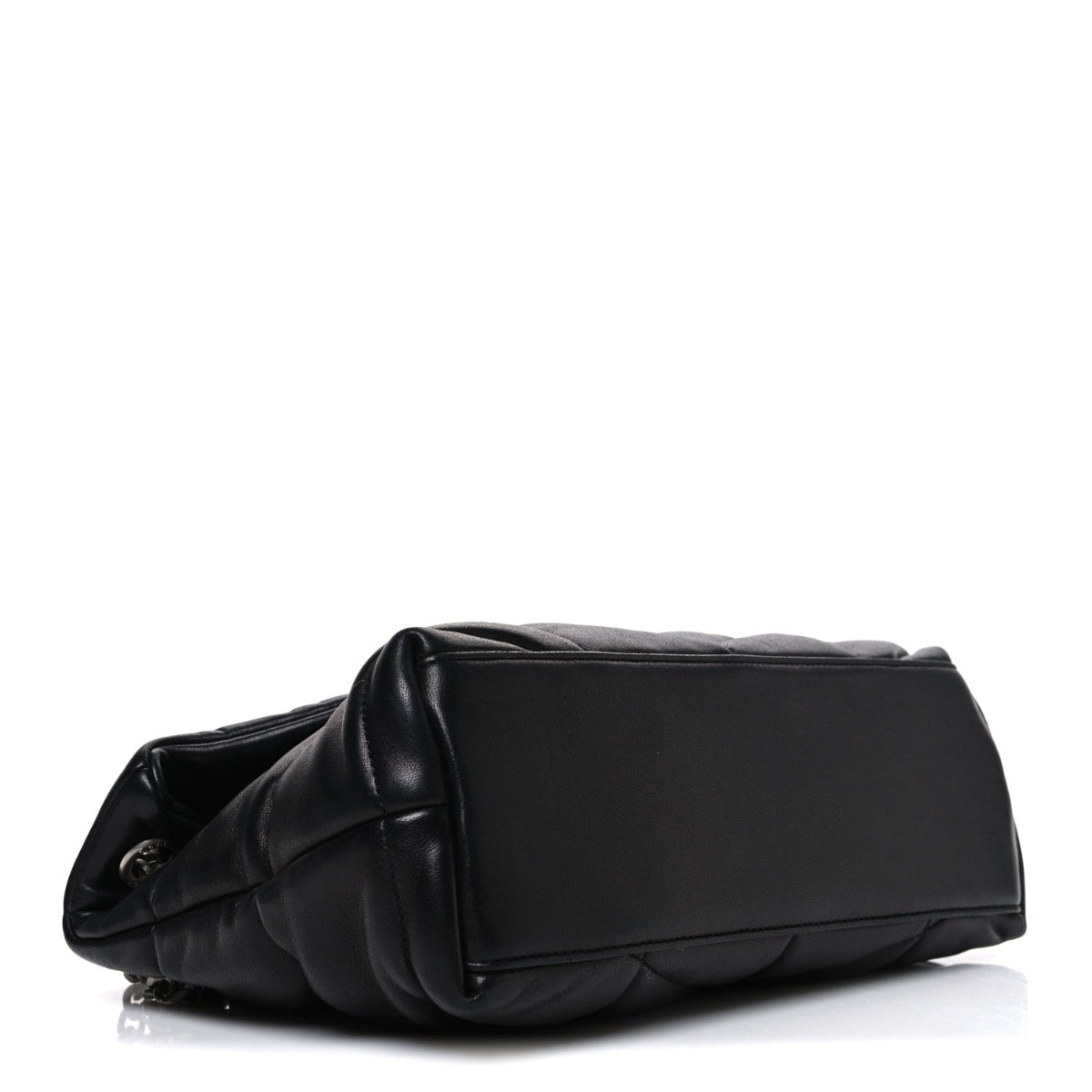 Lambskin Quilted Small Loulou Puffer Monogram Chain Satchel Black
